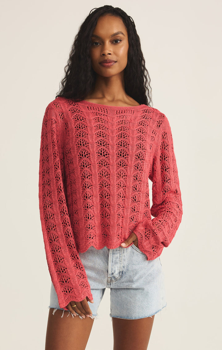 Z Supply: Azura Crochet Sweater in Persimmon