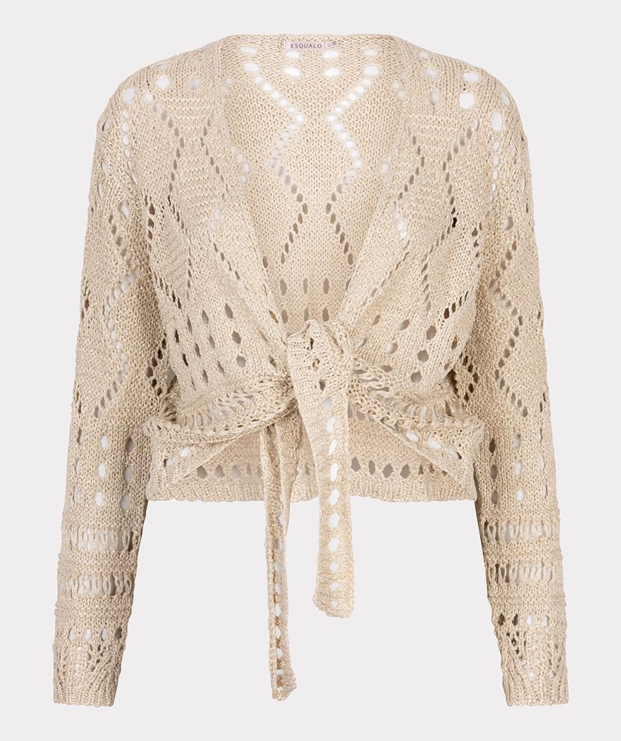 Esqualo: Fancy Open Knit Lurex Bolero in Light Sand 02205