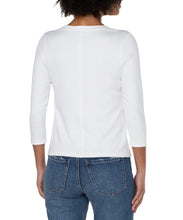 Load image into Gallery viewer, Liverpool: 3/4 Sleeve Scoop Neck Knit Tee in White
