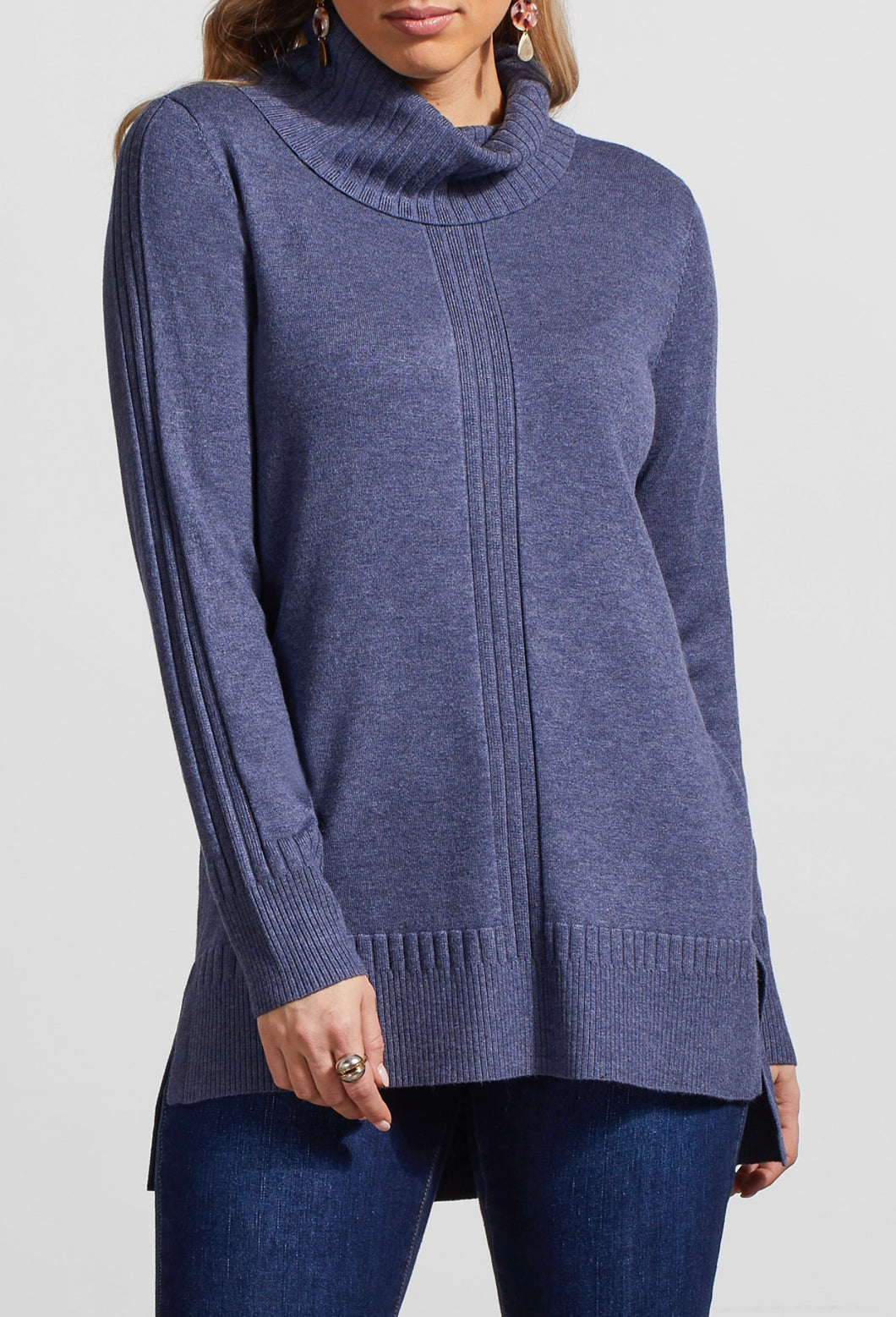 Tribal: Long Sleeve Cowl Neck Sweater in H. Sapphire