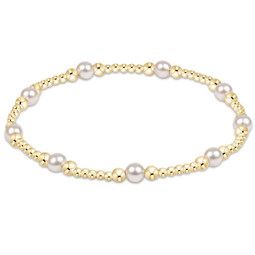Enewton: Classic Purpose Pattern 4mm Gold Bead Bracelet - Pearl