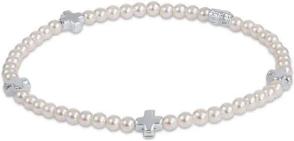 Enewton: Signature Cross Sterling Small Pearl Pattern Bead Bracelet