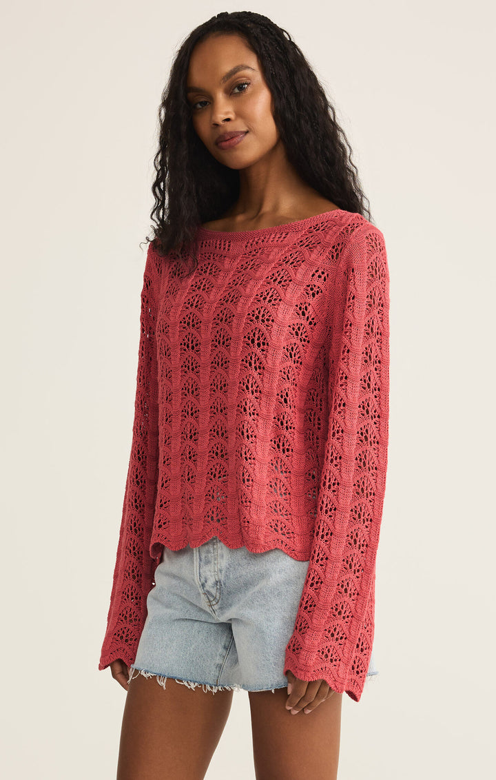Z Supply: Azura Crochet Sweater in Persimmon