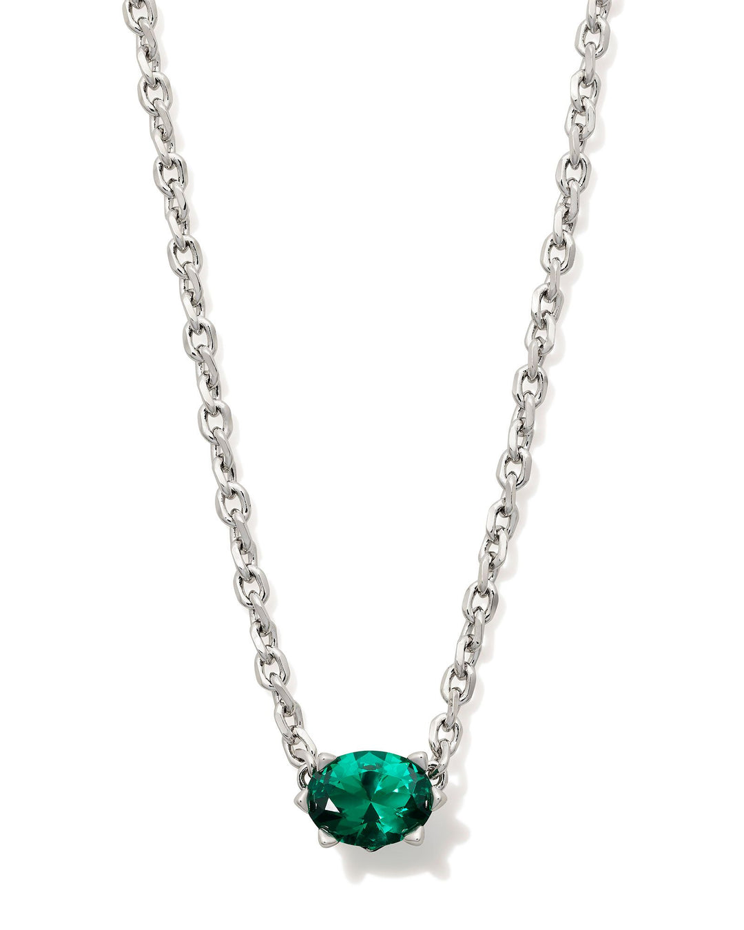 Kendra Scott: Cailin Crystal Pendent Necklace In Silver and Green