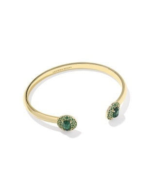Kendra Scott: Bella Cuff Bracelet in Gold Dark Green Crystal