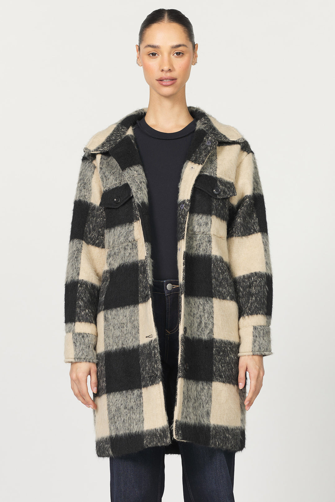 Dear John: Carmine Black/Cream Plaid Cardigan