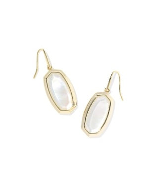 Kendra Scott: Dani Bezel Drop Earring in Gold Ivory Mother Of Pearl