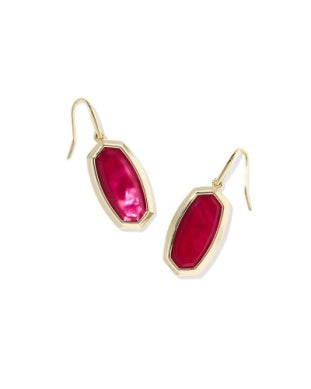 Kendra Scott: Dani Bezel Drop Earring in Gold Carmine Red Illusion