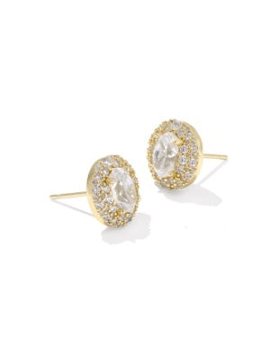 Kendra Scott: Bella Stud Earrings in Gold White Crystal