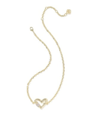 Kendra Scott: Emery Heart Short Pendant Necklace in Gold Metal White