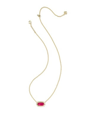 KENDRA SCOTT: ELISA BEZEL SHORT PENDANT NECKLACE GOLD CARMINE RED ILLUSION