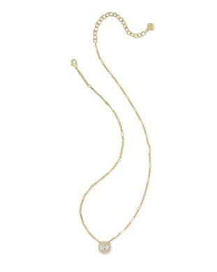 KENDRA SCOTT: BELLA SHORT PENDANT NECKLACE GOLD WHITE CZ