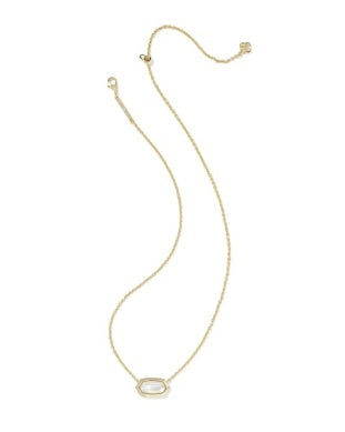 KENDRA SCOTT: ELISA BEZEL SHORT PENDANT NECKLACE GOLD IVORY MOTHER OF PEARL