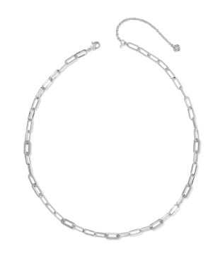 KENDRA SCOTT: BELLA CHAIN NECKLACE SILVER WHITE CZ