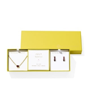 KENDRA SCOTT: CAILIN BIRTHSTONE GIFT SET GOLD BURGUNDY CRYSTAL