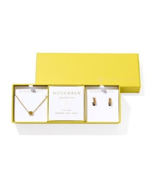 KENDRA SCOTT: CAILIN BIRTHSTONE GIFT SET GOLD GOLDEN YELLOW CRYSTAL