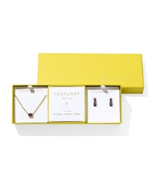 KENDRA SCOTT: CAILIN BIRTHSTONE GIFT SET GOLD PURPLE CRYSTAL