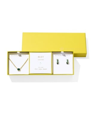 KENDRA SCOTT: CAILIN BIRTHSTONE GIFT SET GOLD GREEN CRYSTAL