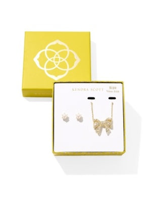 Kendra Scott: Krista Bow And Ashton Gift Set in gold