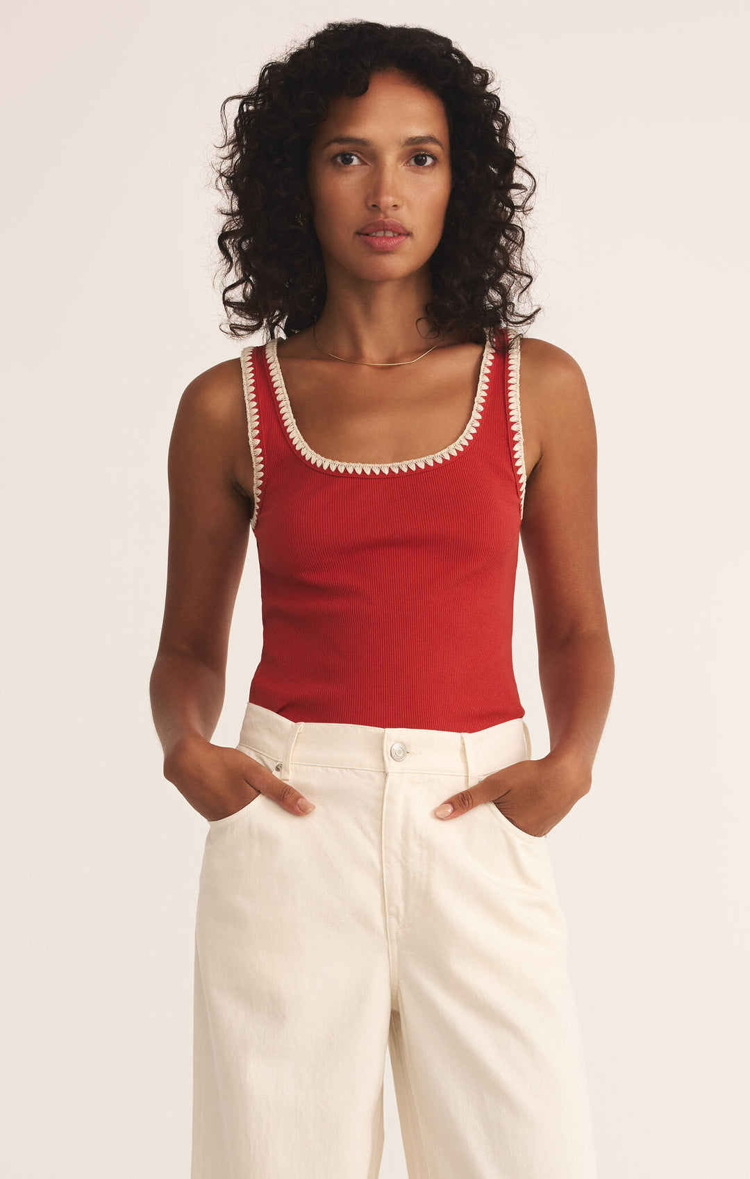 Z Supply: Jaidynn Rib Tank in Cabana Red