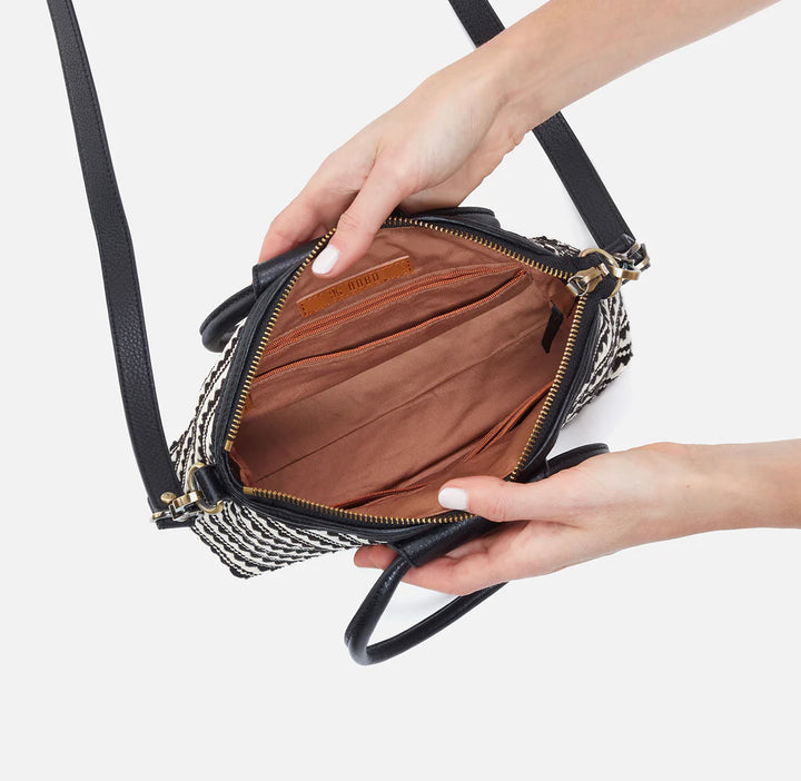 Hobo: Sheila Zip Crossbody in Black & White Woven