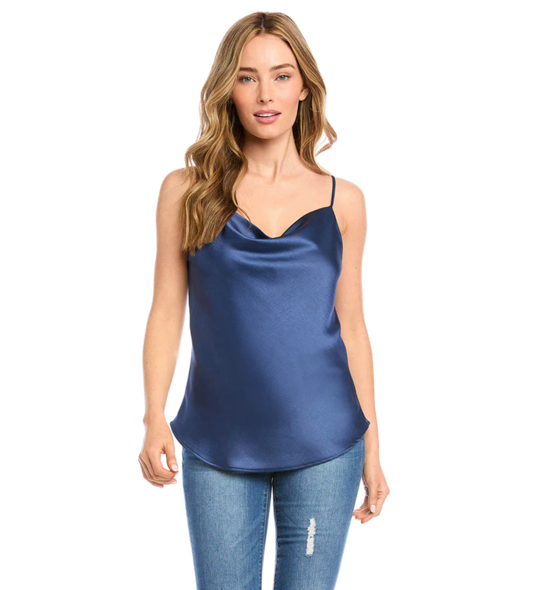 Karen Kane: Indigo Drape Cami - 3L68113 - The Vogue Boutique
