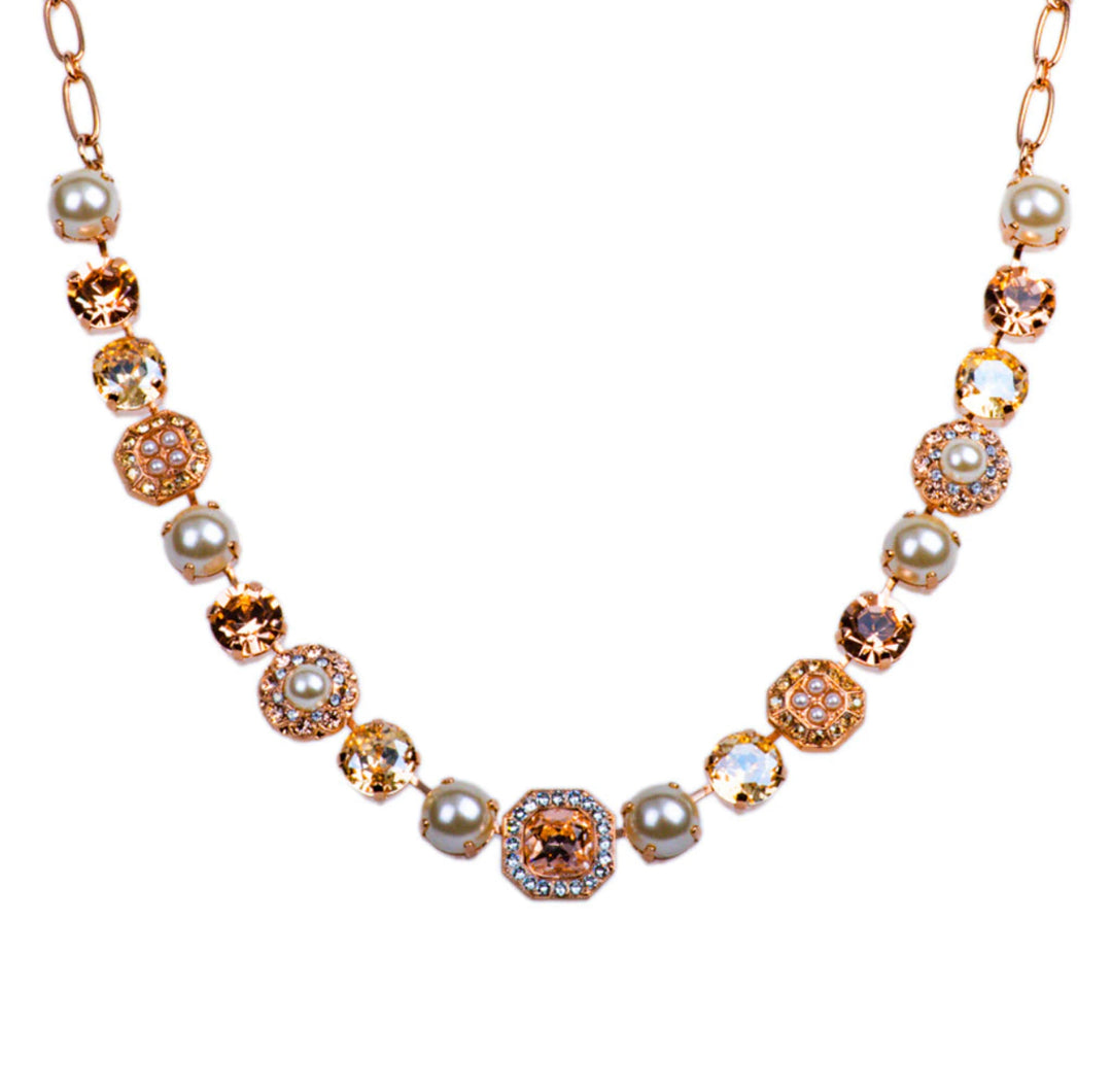 Mariana: Square Cluster Necklace “Cookie Dough” N-3174/10-1144-RG - The Vogue Boutique