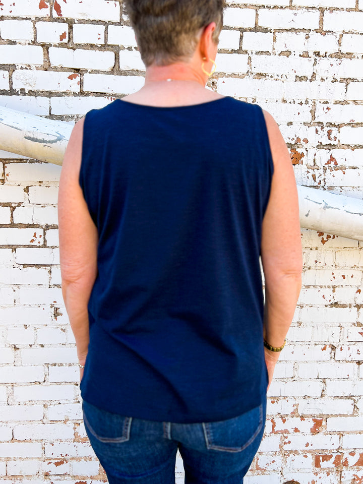 Multiples: Black Multi Color Gem Tank Top - M23202TM