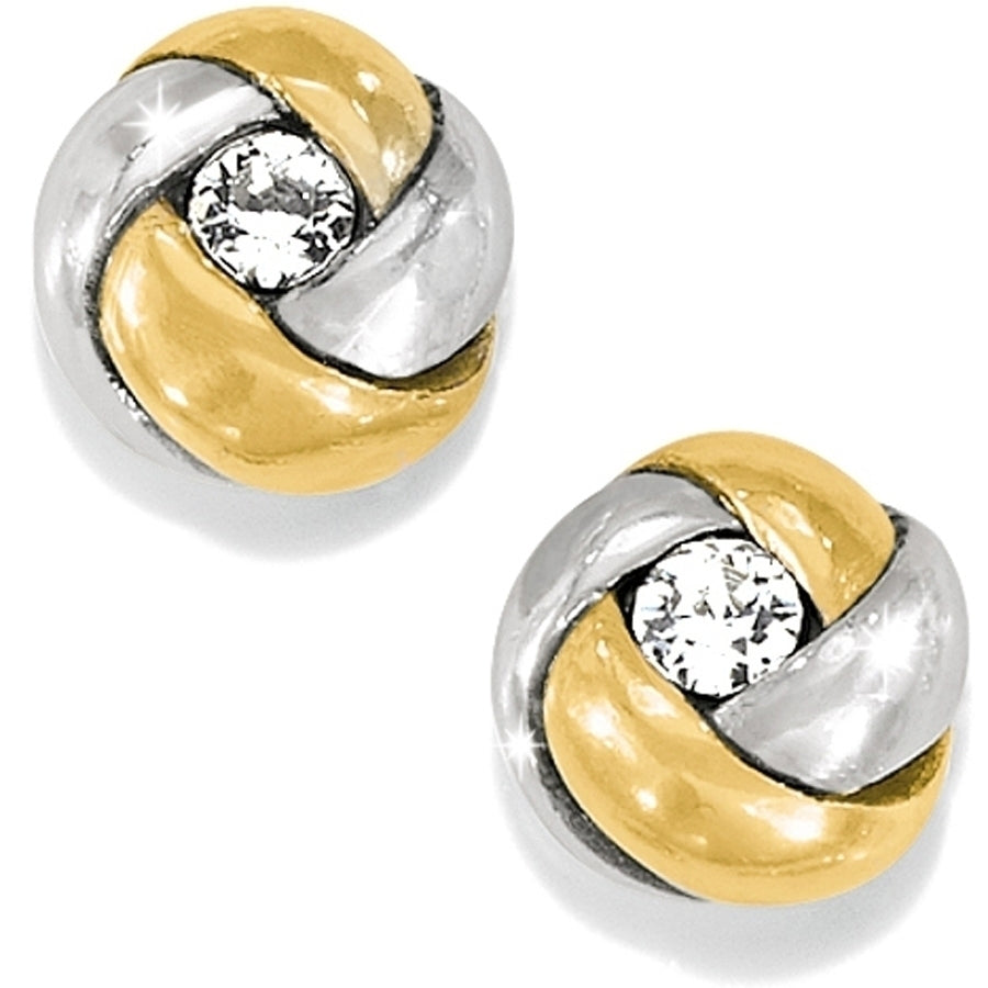Brighton: Silver/Gold Love Me Knot Mini Post Earrings - J21533