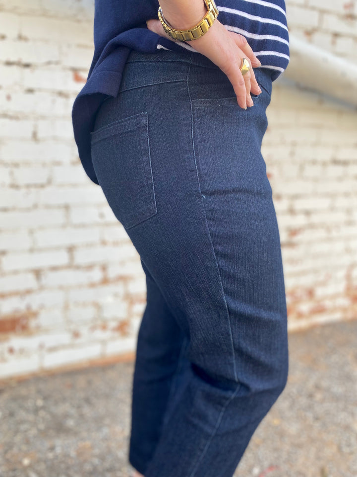 Multiples: Slim Sation Denim Pants - M12713PM - The Vogue Boutique