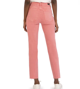 Kut: Reese High Rise Straight Leg in Soft Coral
