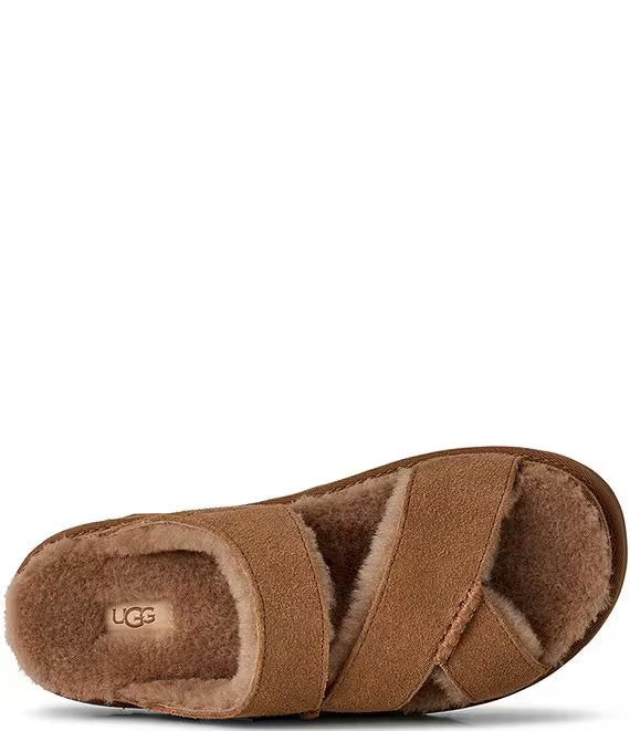 UGG: W Greenport Cross Strap Slide in Chestnut - The Vogue Boutique