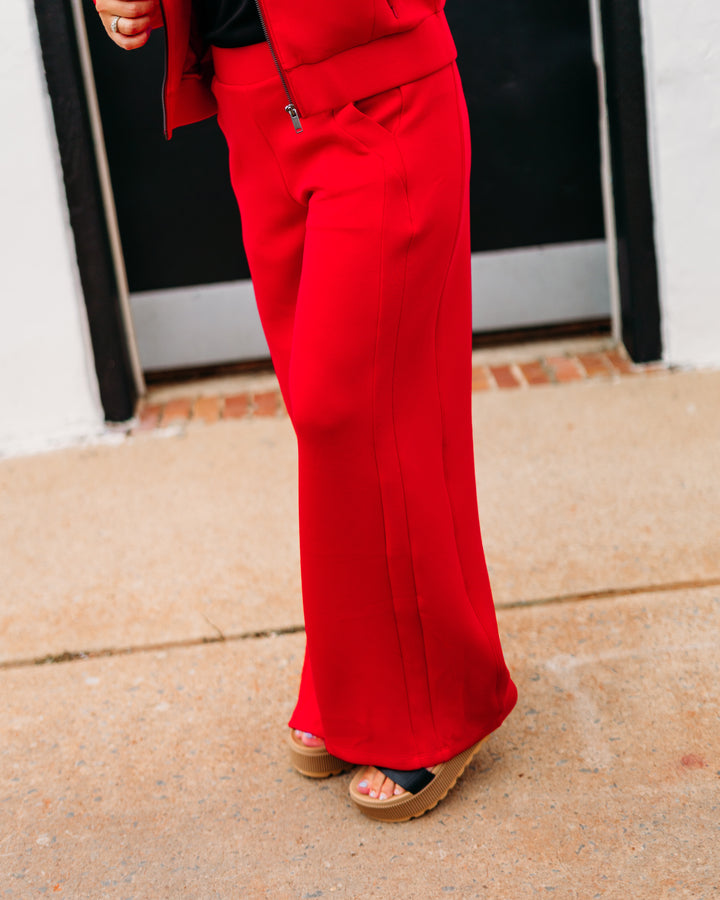 Spanx: Airessentails Wide Leg Track Pant in Spanx Red  21802R