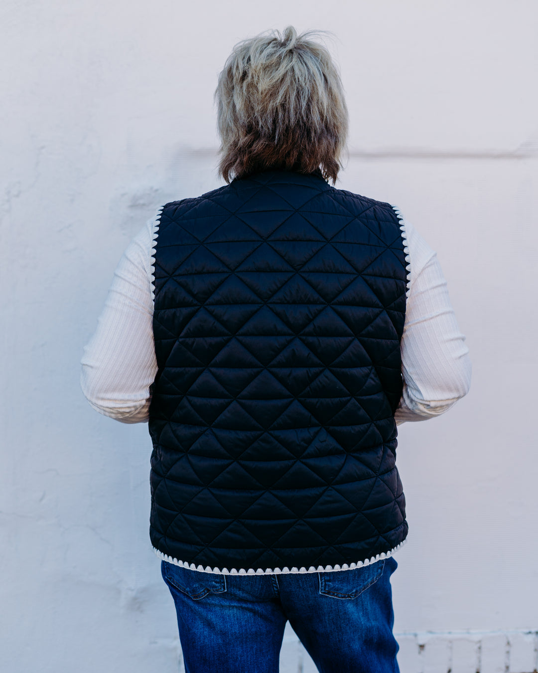 Multiples: Snap Front Quilted and Non-Quilted Woven Vest in Black (M45209VM)
