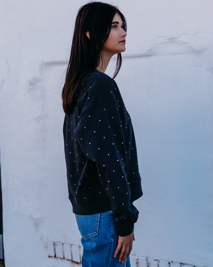 Z Supply: Sparkle Crew Neck Sweatshirt in Black