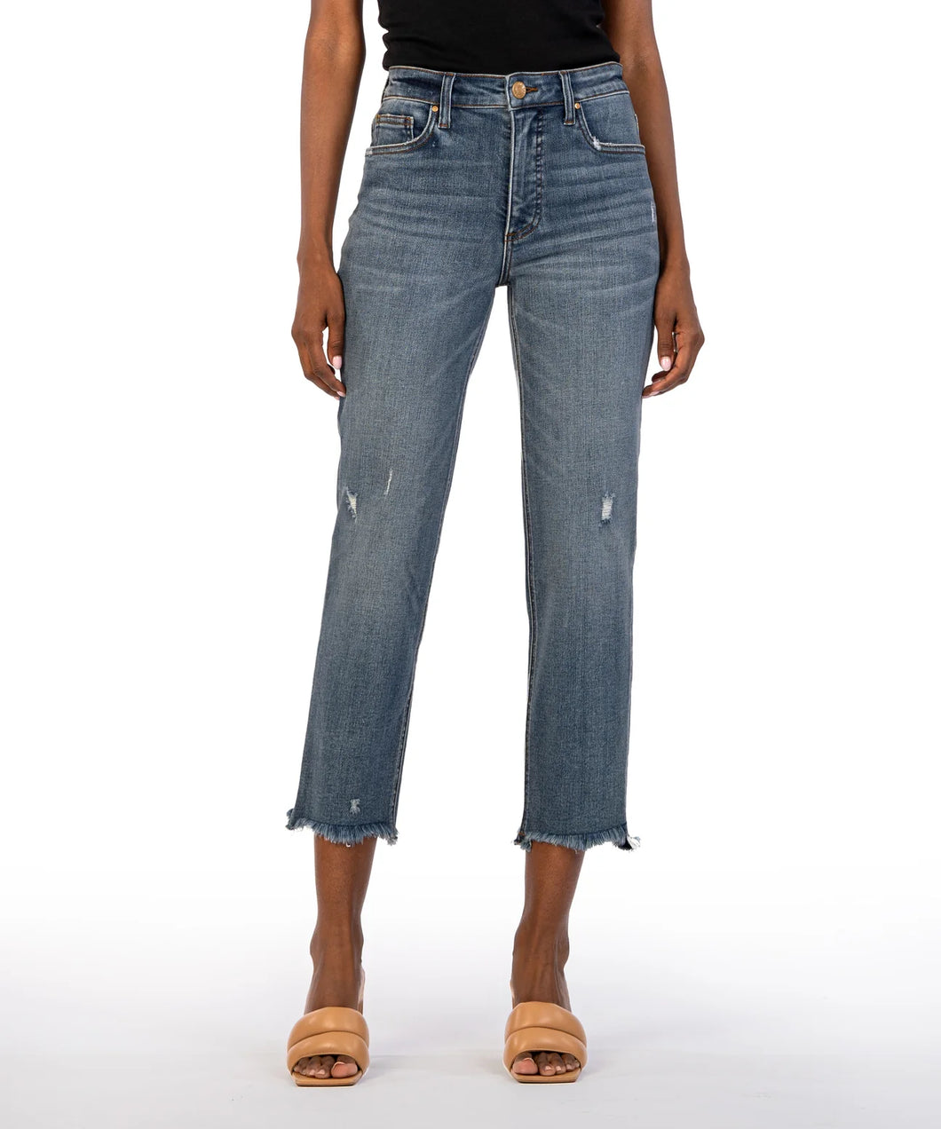 Kut: Rachael High Rise Fab Ab Mom Fray Jeans in Built KP1693MA5