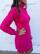 Load image into Gallery viewer, Esqualo: Rib &amp; Pattern Dress in Fushia
