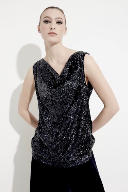 Joseph Ribkoff: Black Sleeveless Sequin Top 233790