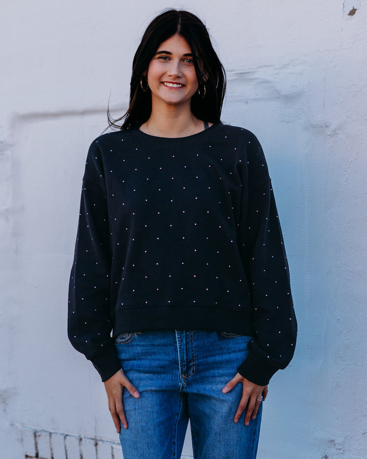 Z Supply: Sparkle Crew Neck Sweatshirt in Black