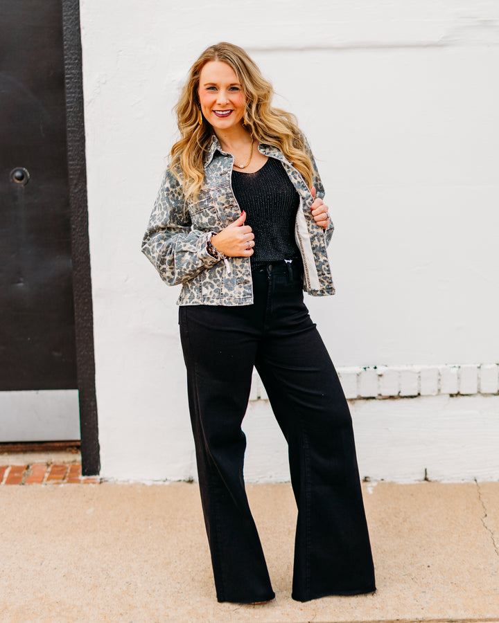 Kut: Bailey Button Front Jacket in Tan/Brown Leopard