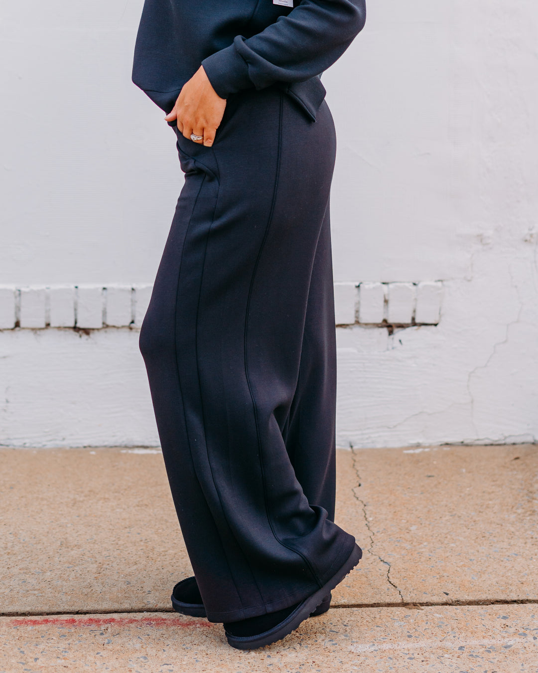 Spanx: Airessentails Wide Leg Track Pant in Very Black 21802R