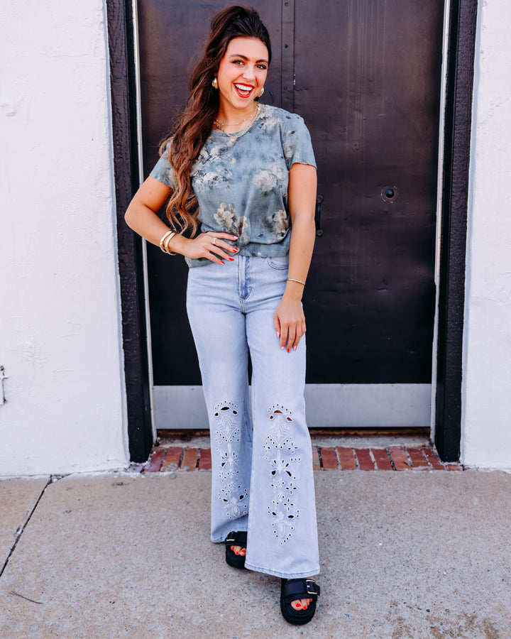 Dear John: Fiona Wide Leg Jeans in Crystal Chalk Emb. (DPM55A373CHK-25)
