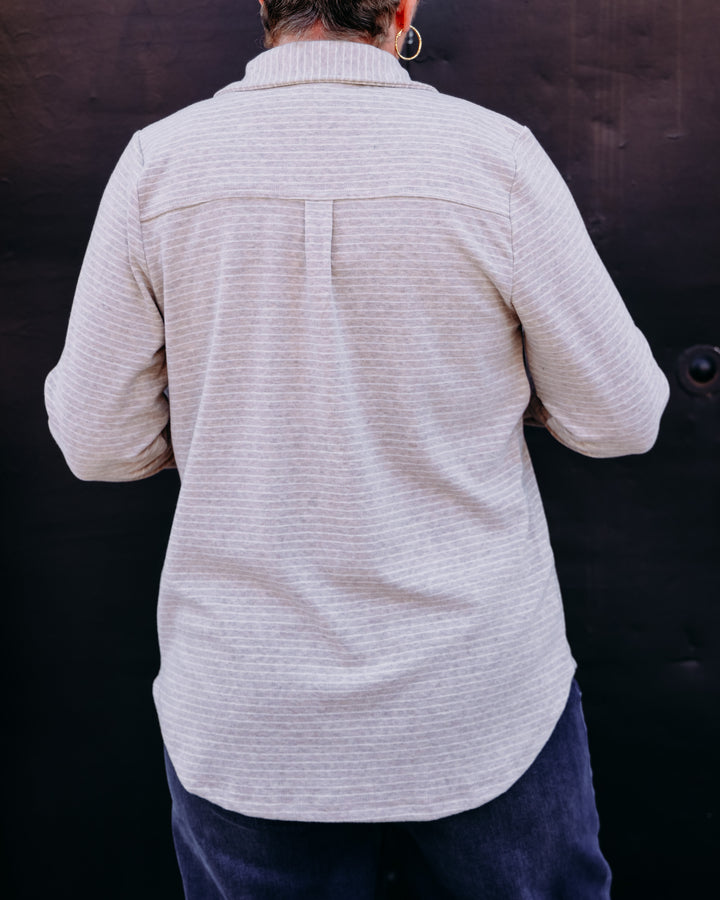 Thread & Supply: Lewis Long Sleeve Shirt in Tan White