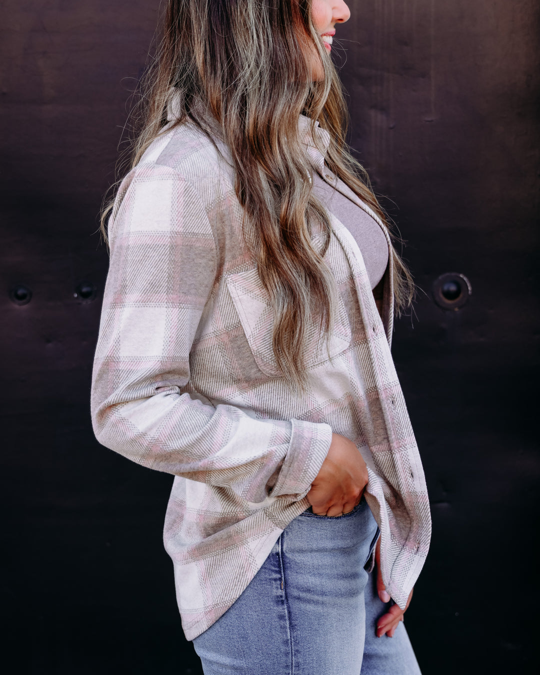 Thread & Supply: Lewis Long Sleeve Shirt in Sand Taupe Plaid