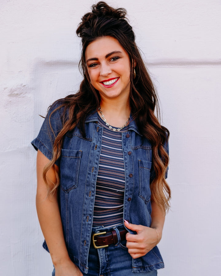 Thread & Supply: Edlin Tank in Navy Multi Stripe
