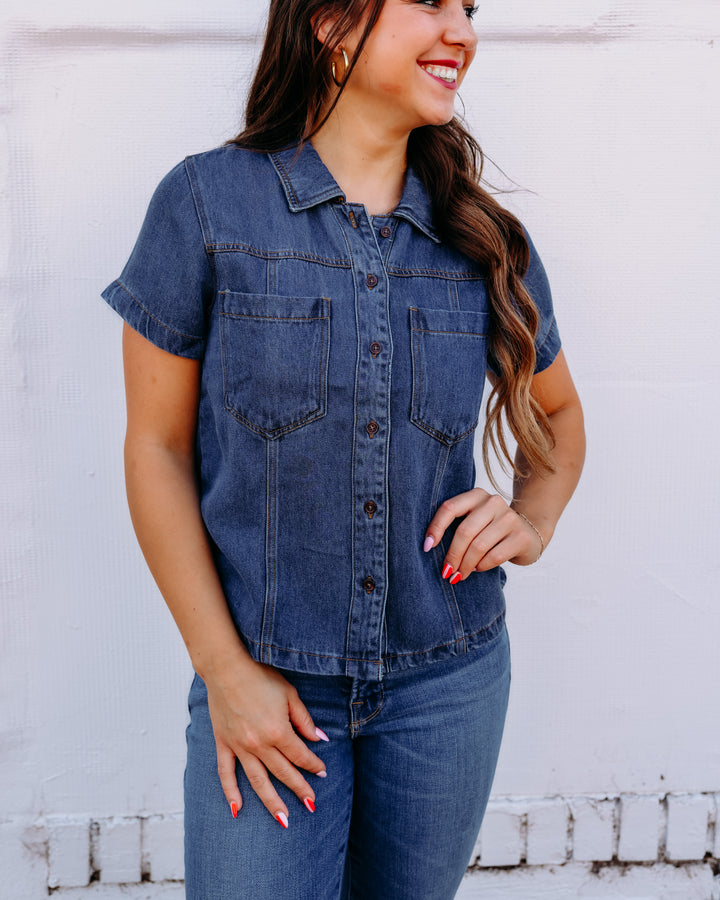Thread & Supply: Sutton Short Sleeve Shirt in Denim Wash