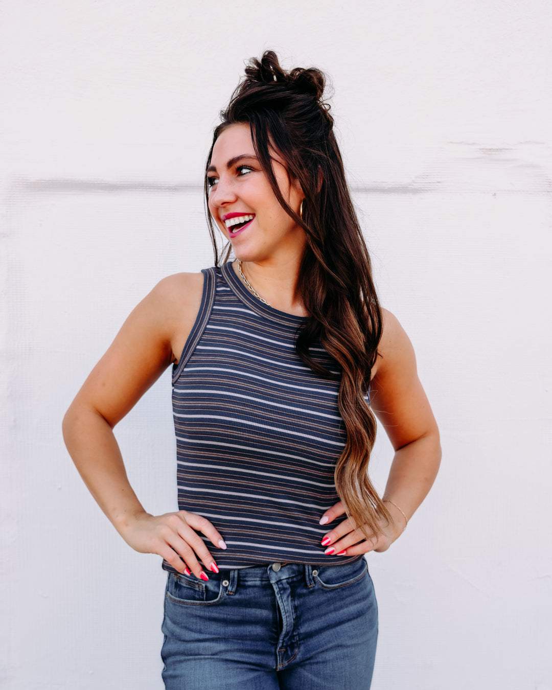 Thread & Supply: Edlin Tank in Navy Multi Stripe