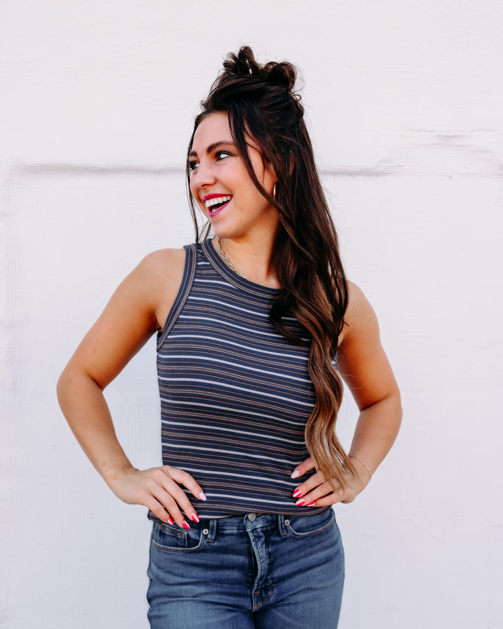 Thread & Supply: Edlin Tank in Navy Multi Stripe