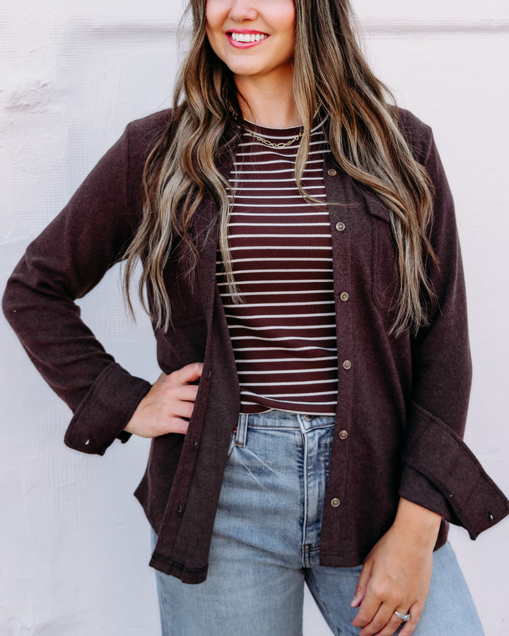 Thread & Supply: Cassian Buttton Down Shirt Long Sleeve in Coffee Bean