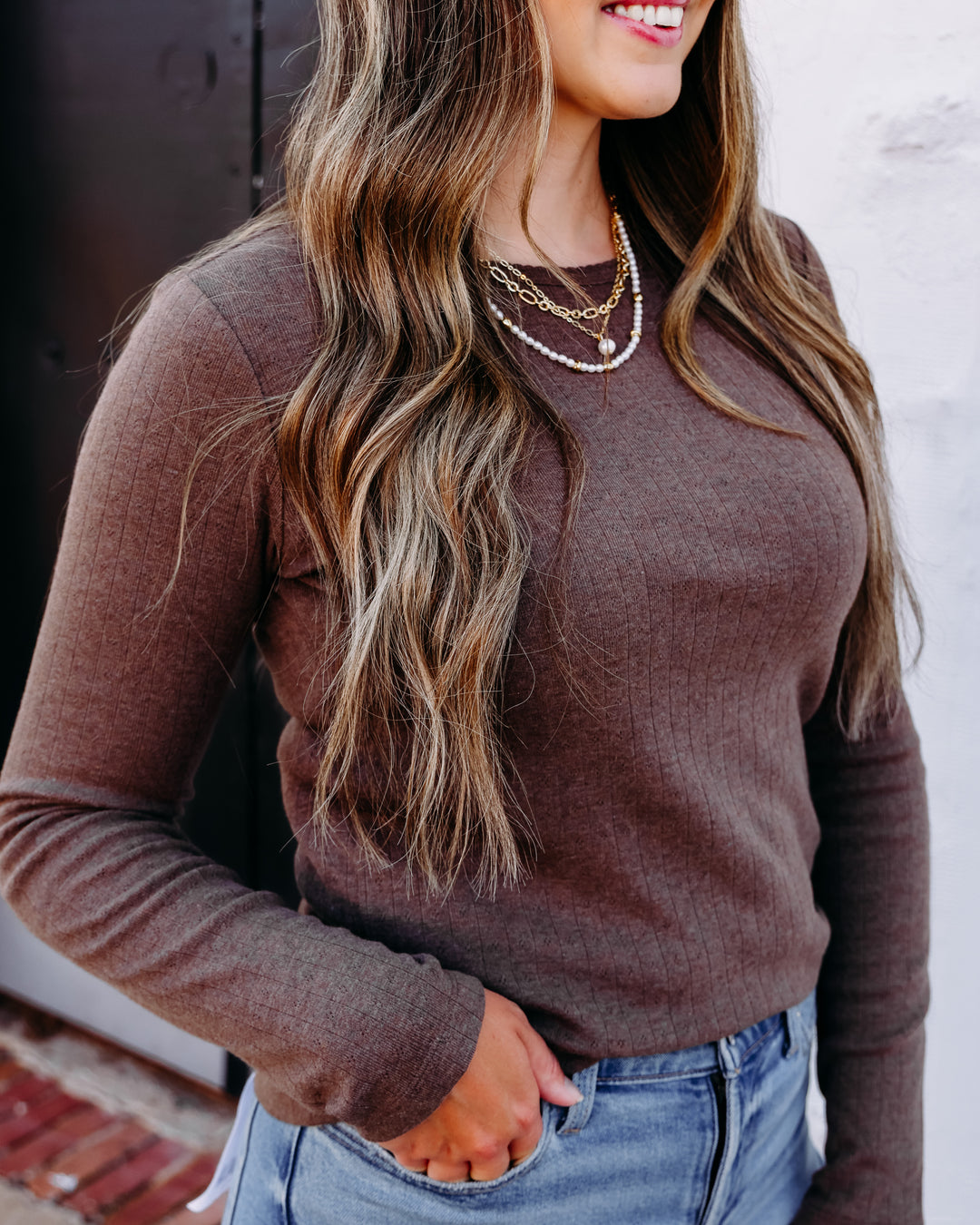 Thread & Supply: Luisa Long Sleeve Top in Brown Heather